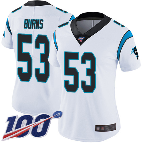 Carolina Panthers Limited White Women Brian Burns Road Jersey NFL Football 53 100th Season Vapor Untouchable